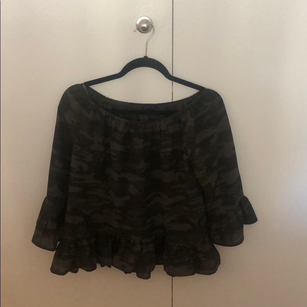 Sanctuary- off the shoulder camo top